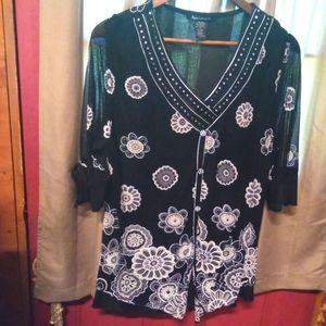 Appointments dress blouse with three quarter inch sleeves